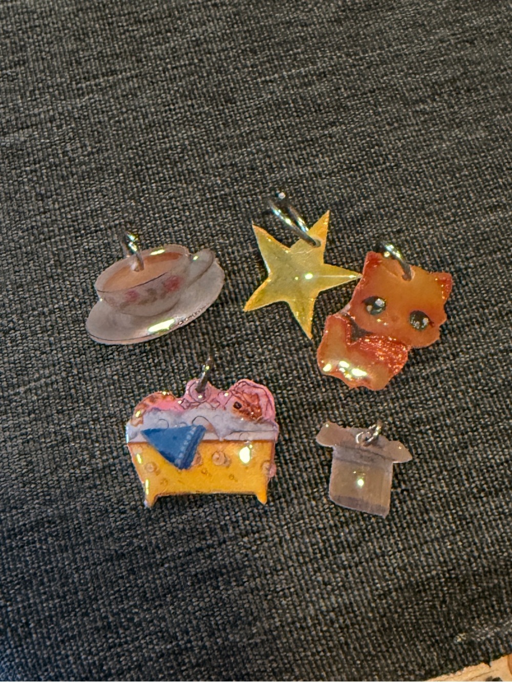 Y2K Littlest Pet Shop Mini Charms Set — Cat, Chloe, Teacup, Bubble Bath & Star
